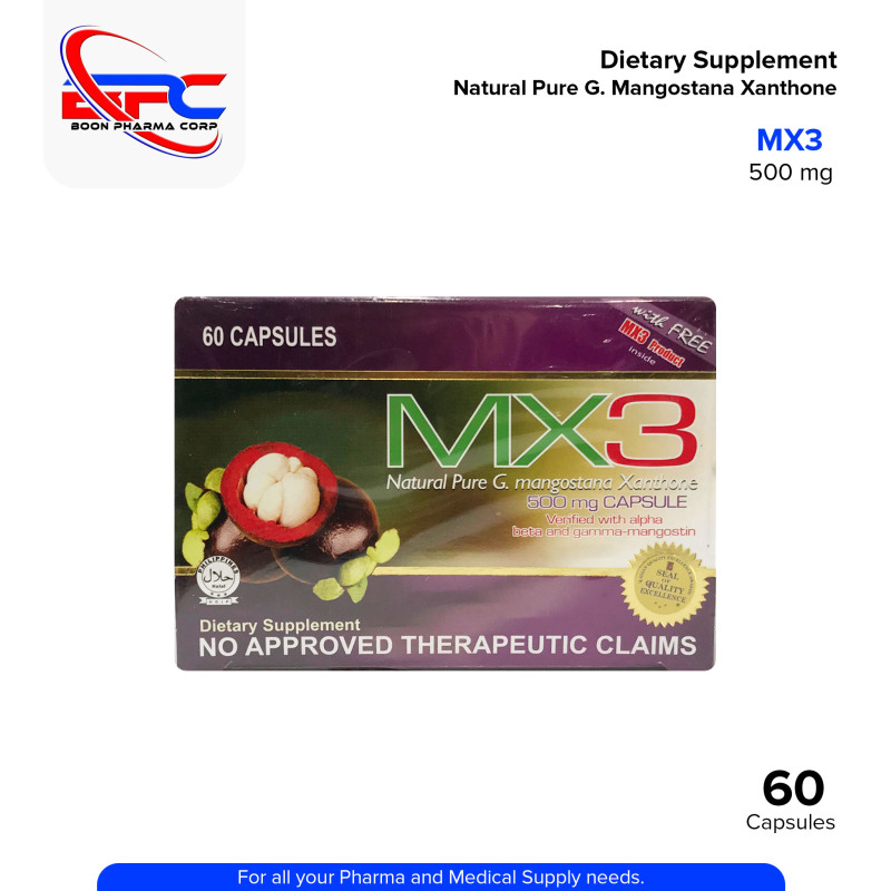 MX3 Natural Pure G. Mangostana Xanthone Mangosteen 500 mg Capsule 60's