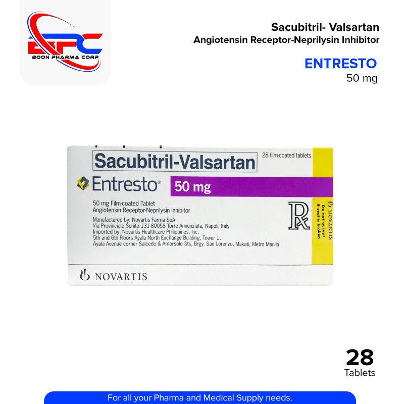 ENTRESTO Sacubitril Valsartan Angiotensin Receptor Neprilysin Inhibitor 50mg Tablet 28's