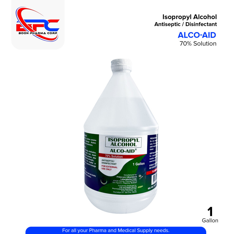 Isopropyl Alcohol (Alco-Aid) 70% Solution Antiseptic/Disinfectant Gallon 1's