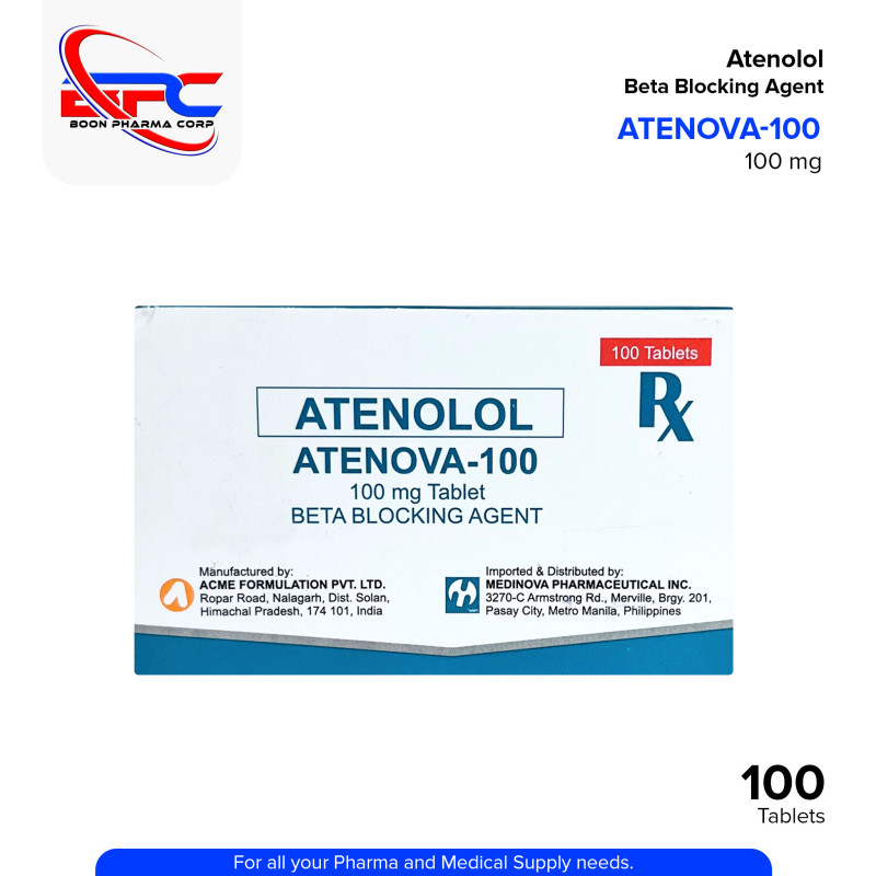 ATENOVA-100 Atenolol Beta Blocking Agent 100mg Tablet 100's